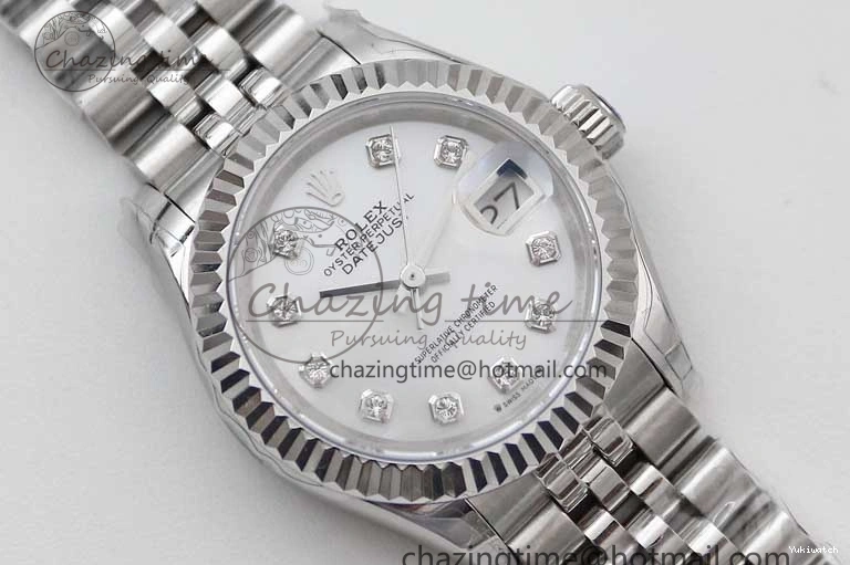 Dial SS 1:1 Diamonds 28 Silver Markers DateJust Bracelet 904L Edition Lady Best on NH05 Steel TWF President 0206